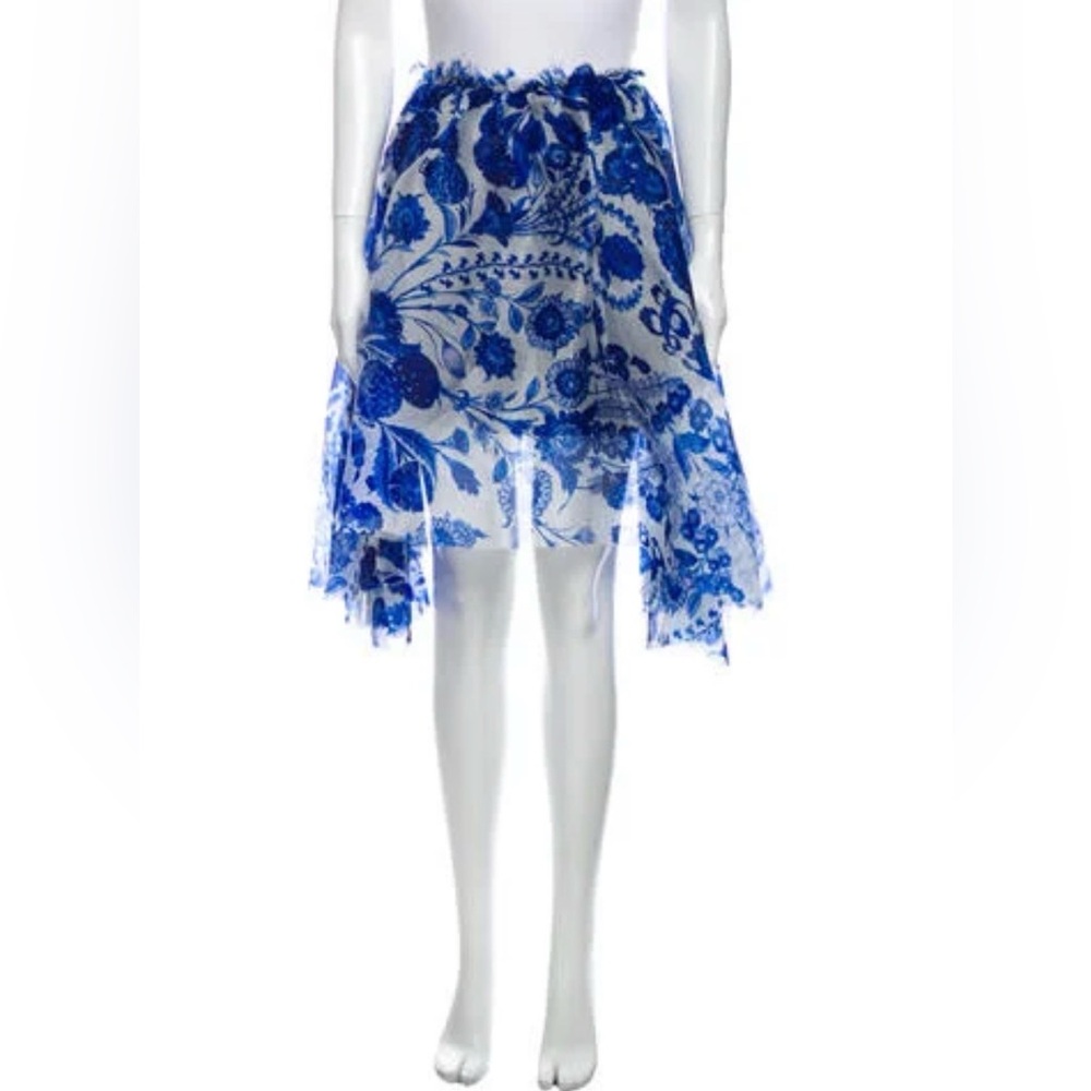 Rodarte Asymmetrical Blue Floral Skirt
